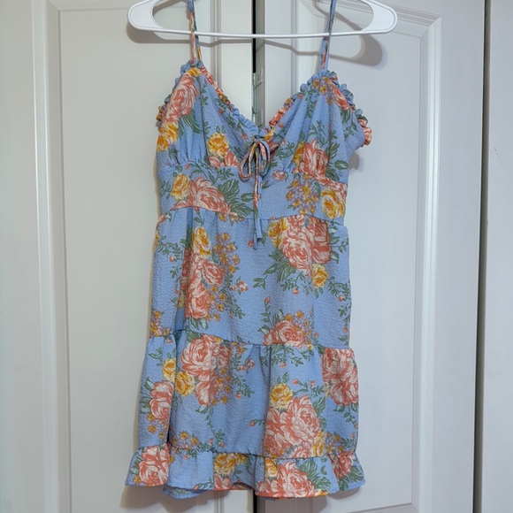 Love Tree Dresses & Skirts - Love Tree Floral Mini Dress - Blue and Pink